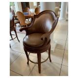 Pair of Bar Stools Brass Foot Rest