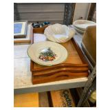 Serving Trays, Christmas Plate, and Shell Dish