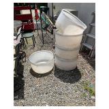 5 Plastic Rain Barrel Pots