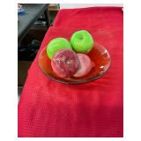 Amber Fruit Bowl and Ceramic Apples
