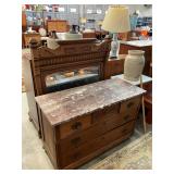 Antique Marble Top Victorian Dresser with Mirror