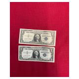 2 1957B $1 Silver Certificates