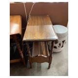 Imperial End Table Glass Top Pull Out Drink Holder
