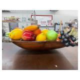 Wooden Fruit Bowl with Faux Fruit