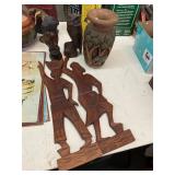 Carved African Vase and Wall Hangings