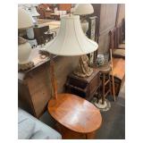 Wooden Side Table with Lamp