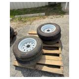 (4) 175x13" 5 Lug Trailer Tire and Wheels