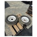 (2) 225x15" Trailer 6 Lug Tire and Wheels
