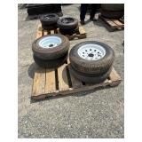 (4) 175x13" 5 Lug Trailer Tire and Wheels