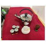 Stainless Tea Pot, Saki Cups, and Trinket Box