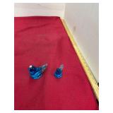 2 Cobalt Blue Art Glass Birds