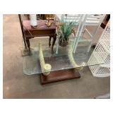 Faux Horn Glass Top Coffee Table