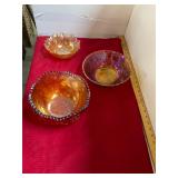 3 Piece Carnival Glass Lot