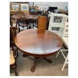 Antique Round Oak Lion Foot Table with Leaves