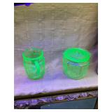 2 Piece Green Uranium Depression Glass Lot