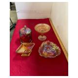 4 Piece Carnival Glass Lot