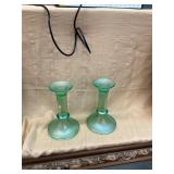 Pair of Stretch Glass Candlesticks