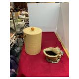 Seashell Dish and Bamboo Ice Bucket