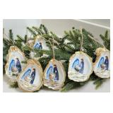 6 Hand Painted Nativity Oyster Shells