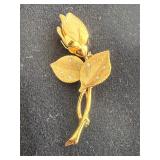 14K Gold Signed Rose Pin