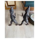 2 Cast Iron Hessian Soldier Andirons