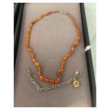 Amber Necklace and Sterling Bracelte