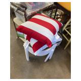 2 Patio Round Tables and Red Pillows