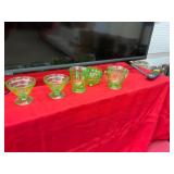 5 Piece Green Depression Glass Uranium Lot