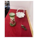 Milk Glass, Vase, and Toothpick Holder