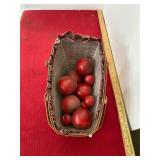 Longaberger Basket with Wooden Apples