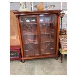 Antique Empire Style Glass Bookcase Cabinet