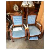 Pair of Eastlake Chairs with Foot Stool
