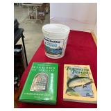 Plastic Oyster Can and 2 Books