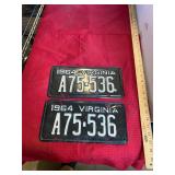Pair of Virginia 1964 License Plates