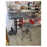 Wrought Iron Bar Height Table Set, Umbrella Stand