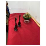 Antique Candy Dish and 2 Birds