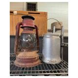 Antique Lantern and Cream Can