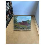 Signed Oil on Canvas Barn Painting