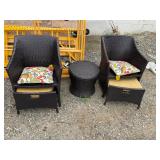 Patio Chairs with Ottomans and Storage Table