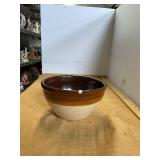 Antique Brownware Pottery Mixing Bowl
