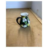 Signed Flower Pottery Pitcher