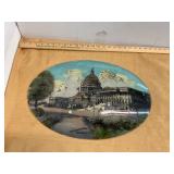 Antique Capital Bubble Oval Reverse Painted Glass