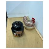 Vintage Ceramic Rooster and Cookie western Jar