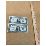 2 1957B $1 Silver Certificates
