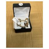 Black Sapphire and CZ Gold Plated Ring Earring Set