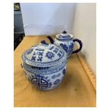 Blue and White Teapot and Urn