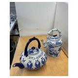 2 Blue and White Teapots