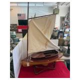 Handmade Catboat Ship Model