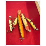 5 Antique Wooden Fishing Lures