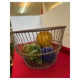 Antique Oyster Basket and Blown Glass Floats